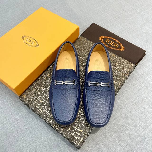 Tods 男士豆豆鞋 专柜同步新款 高端品质 蜥蜴纹杏色牛里.原版包装 深蓝色 尺码38-45