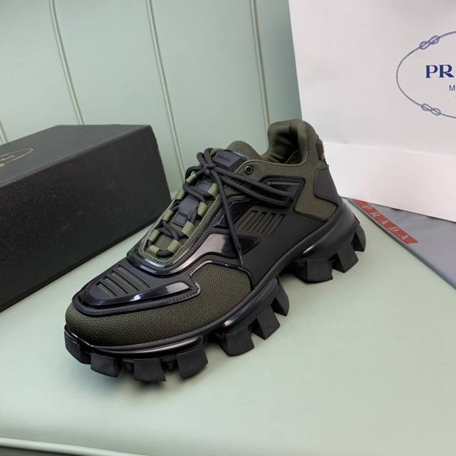 Prada普拉达 爆款情侣厚底鞋常年有货官网同步 原版飞织胶片面料+牛皮内里 1比1复刻 原厂原版底 36-45
