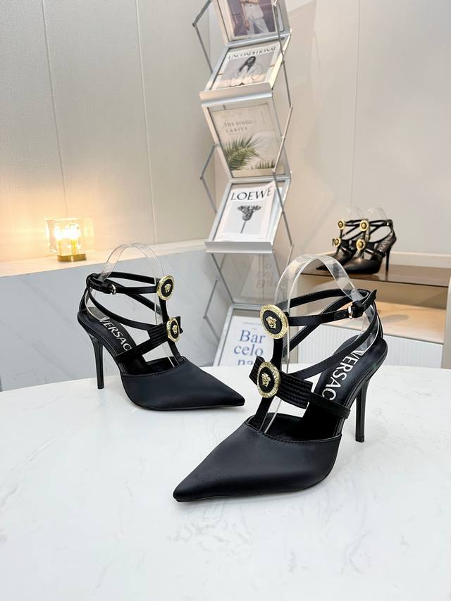 Versace 范思哲 春夏秋季新款高跟鞋 材料 真丝+羊皮内里+橡胶大底 跟高 10.5Cm Size 标准35-41码