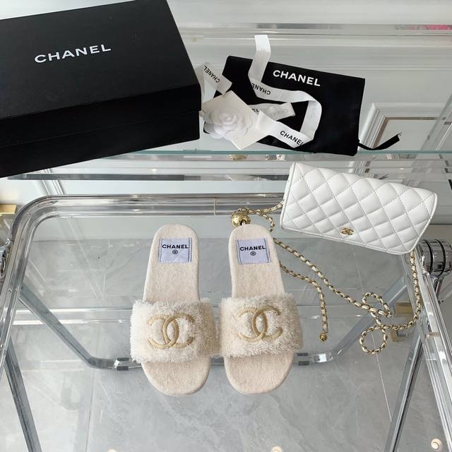 Chanel新款毛毛拖鞋 高版本 简约时尚可爱 必入手 原版一比一开发 Size 35-40