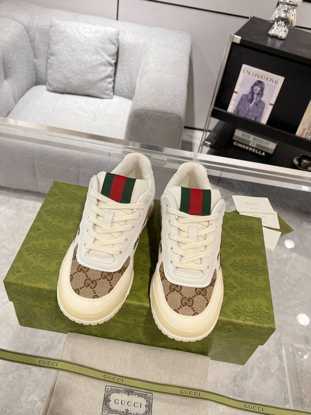 工厂价: Gucci新款 复古做旧效果运动鞋 小白鞋 板鞋 23Ss最新爆款 专柜购买原版一比一打造 所有细节 材料 全部跟你在专柜买到的都一样 独家原版材质