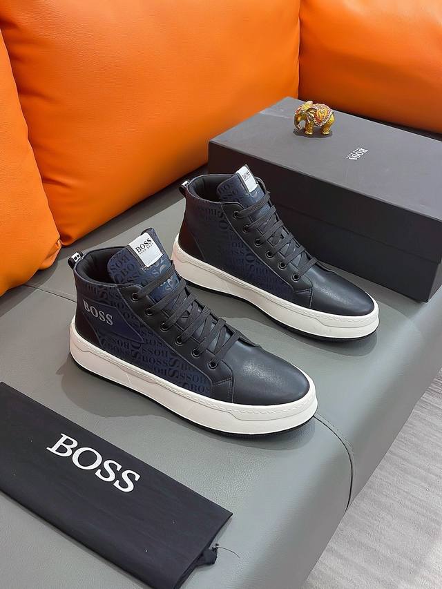 商品名称 Boss 波士 正规码数: 38-44 高帮鞋 商品材料 精选 进口牛皮鞋面 舒适羊皮内里 原厂大底