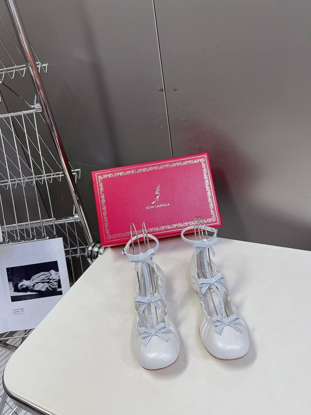 意大利品牌rene Caovilla女士caterina Leather Ballerina 新品珠光白色蝴蝶结芭蕾鞋 原版rmb9460购入开发 细节可对原版