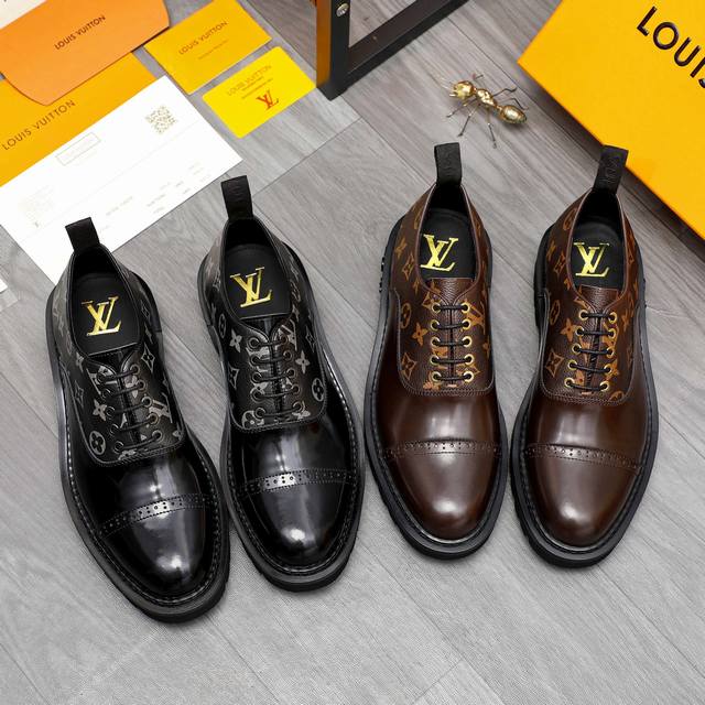 商品商标：Louis Vuitton 路易威登 高端正装鞋 正码码数 39-44 38.45订做不退换 商品材料：精选头层牛皮鞋面，水染牛皮内里。原版大底